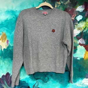 Kenzo Gray Sweater with Embroidered Logo